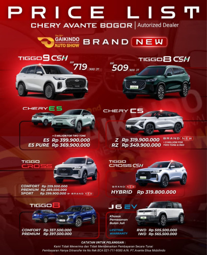 Pricelist Harga Chery kamal 2025